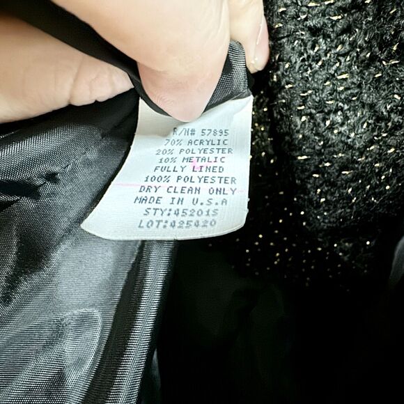 REQUIRMENTS Jacket Women Size 16 Black Woven Tweed Button Down Collared Acrylic - Picture 4 of 6